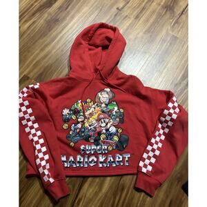 Super Mario Kart Nintendo Forever 21 Collab Cropped Hoodie Sweatshirt Size M